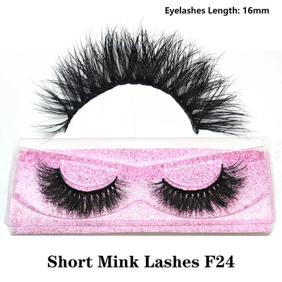 FOXESJI Real Mink Fluffy Short Eye Lashes Extension Wispy Soft Natural Short False Eyelashes Daily Wear Full Strip Lashes Makeup