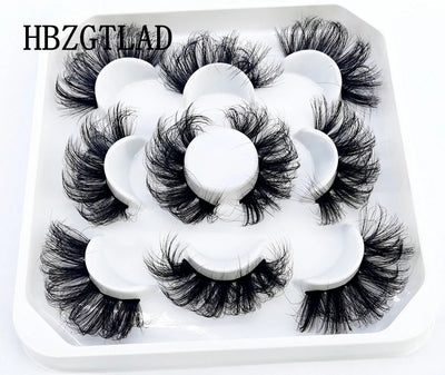 HBZGTLAD New 5 Pairs 25mm 3d Mink Lashes Faux Mink Lash Wispy Thick Natural Full Strip Lashes