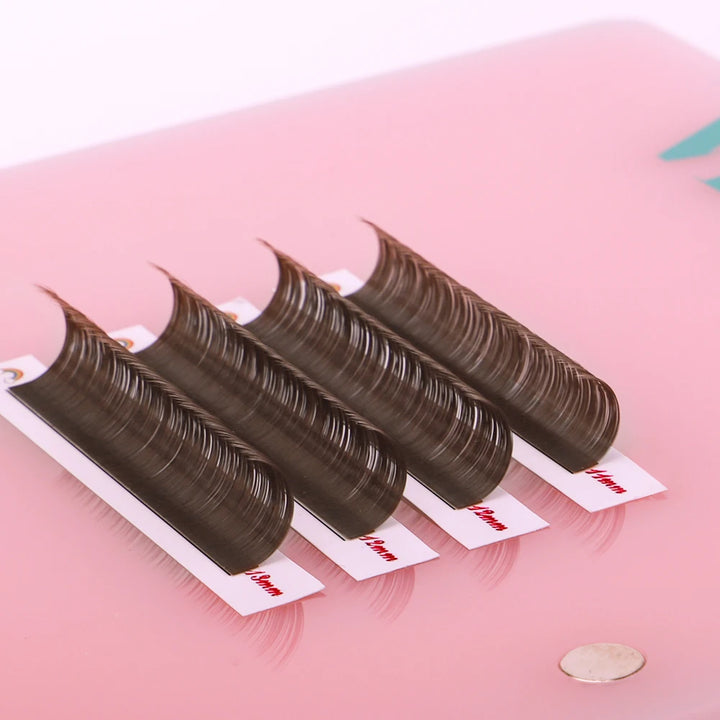 Latte Brown Volume Lash Extensions – 8–16mm