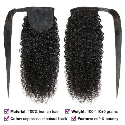Ponytail Human Hair Wrap Around Brazilian Remy Human Hair For Women Ponytail Extensions Curly Wrap Around Ponytail 24 Inches