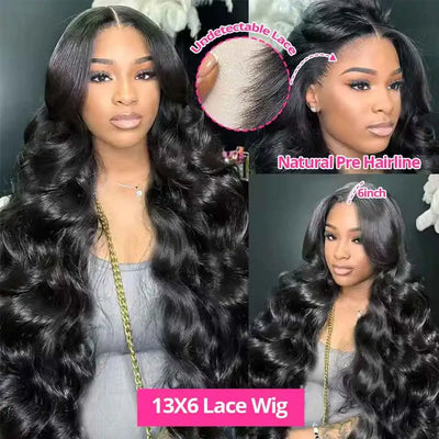Gluless Body Wave Human Hair Wigs 13x6 HD Transparent Lace Frontal Human Hair Wigs 30 40 Inch Remy Body Wave Lace Front Wig