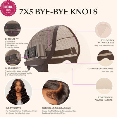 7X5 Bye Bye Knots Curly Glueless Human Hair Wig without Glue Transparent HD Lace Front Brazilian Human Hair Wig