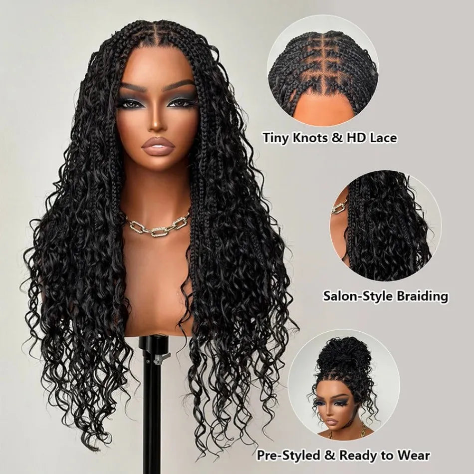 38-Inch Ombre Brown Knotless Braided 360 Lace Wig