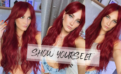 Long Curly Wine Burgundy Red Synthetic Wigs with Long Bangs for Women Afro Deep Wave Cosplay Party Natural Hair Heat Reisitant