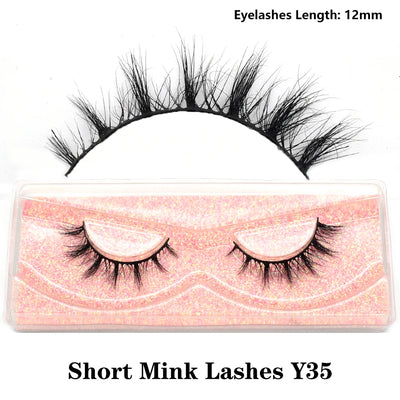 FOXESJI Real Mink Fluffy Short Eye Lashes Extension Wispy Soft Natural Short False Eyelashes Daily Wear Full Strip Lashes Makeup