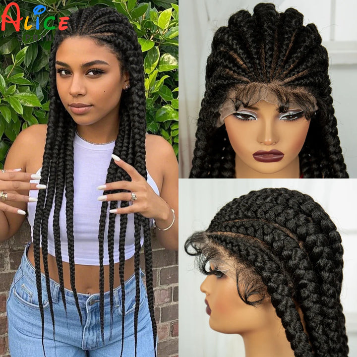 32-Inch Cornrow Braided Lace Wig - JoySky Hair