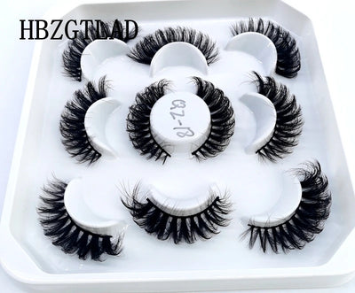 HBZGTLAD New 5 Pairs 25mm 3d Mink Lashes Faux Mink Lash Wispy Thick Natural Full Strip Lashes