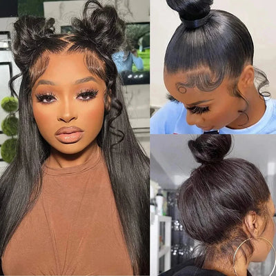 Straight Human Hair Real Full Lace Wig 200 Density Human Hair Wigs Preplucked HD 360 Full Lace Wig Bone Straight Lace Front Wig
