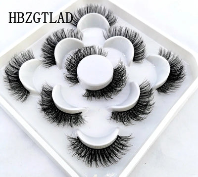 HBZGTLAD New 5 Pairs 25mm 3d Mink Lashes Faux Mink Lash Wispy Thick Natural Full Strip Lashes