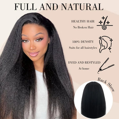 V Part Kinky Straight Wig Human Hair No Leave Out Upgraded U Part Wigs for Women Yaki Straight V-part Wigs V Shape Clip in Wig