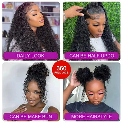 Deep Wave Lace Front Wigs Human Hair 200 Density 5x5 Glueless Lace Front Wigs Human Hair Brazilian Curly Wig Wet Wavy Glueless Frontal Wigs for Women Natural Black Deep Wave Wig