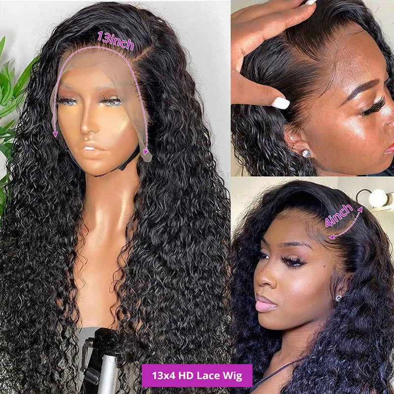 Water Wave Wig 13x4 Lace Front Wig Brazilian Human Hair Wig HD Transparent Swiss Lace Wigs Cheap Wig For Women Remy Casslow Hair