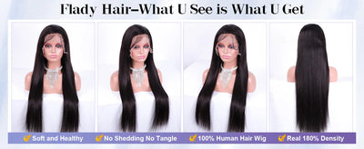 40 Inch 360 Full Lace Wig Bone Straight Human Hair Wigs 13x6 Transparent Lace Frontal Wig Human Hair Brazilian Pre Plucked Wig