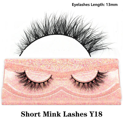 FOXESJI Real Mink Fluffy Short Eye Lashes Extension Wispy Soft Natural Short False Eyelashes Daily Wear Full Strip Lashes Makeup