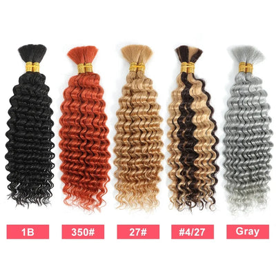 Grey Deep Wave Bulk Human Hair Braiding Blonde Ginger Curly Brazilian Hair for Human Hair Extensions for Micro Braiding No Weft