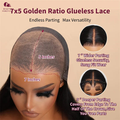7X5 Bye Bye Knots Curly Glueless Human Hair Wig without Glue Transparent HD Lace Front Brazilian Human Hair Wig