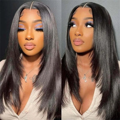 Straight Human Hair Wigs 6X4 Glueless Wigs Human Hair Ready To Wear 32 Inch Pre-Cut Human Hair Wigs Glueless For Black Women