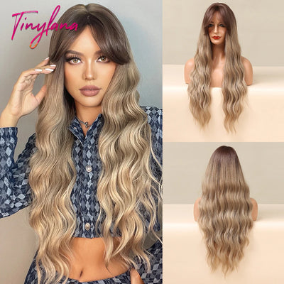 Long Curly Wine Burgundy Red Synthetic Wigs with Long Bangs for Women Afro Deep Wave Cosplay Party Natural Hair Heat Reisitant