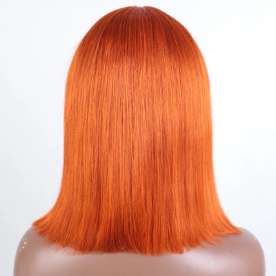 Lekker Orange Ginger Short Straight Bob 13x1 Lace Front 100% Human Hair Wigs For Women Brazilian Remy Hair Highlight 613 Wigs