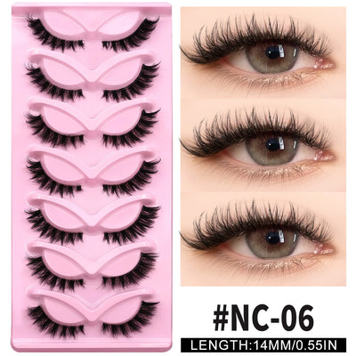 VELTRINAY Cat Eye False Eyelashes Natural Voume Fake Eyelash Faux Mink Eye Lashes Clear Eyelash Band Fake Lashes Makeup