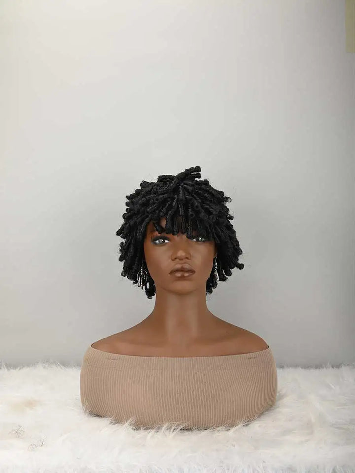 Short Afro Faux Braided Dreadlock Wig