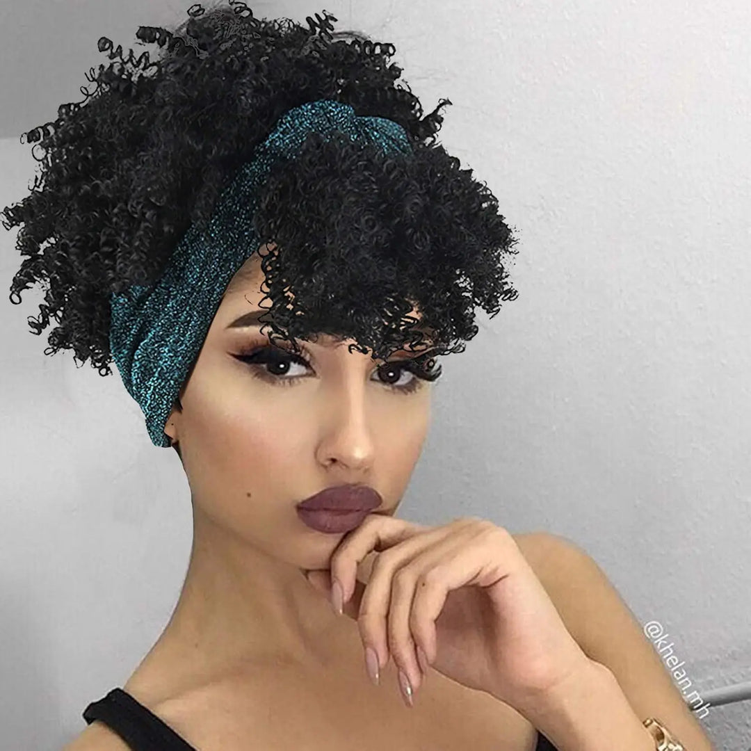 2-in-1 Curly Headband Synthetic Wig