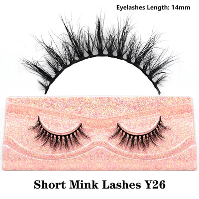 FOXESJI Real Mink Fluffy Short Eye Lashes Extension Wispy Soft Natural Short False Eyelashes Daily Wear Full Strip Lashes Makeup