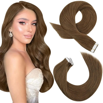 Moresoo Tape in Hair Extensions Balayage Remy Real Human Hair for Women Invisible Seamless PU Skin Weft Straight Hair Tape ins