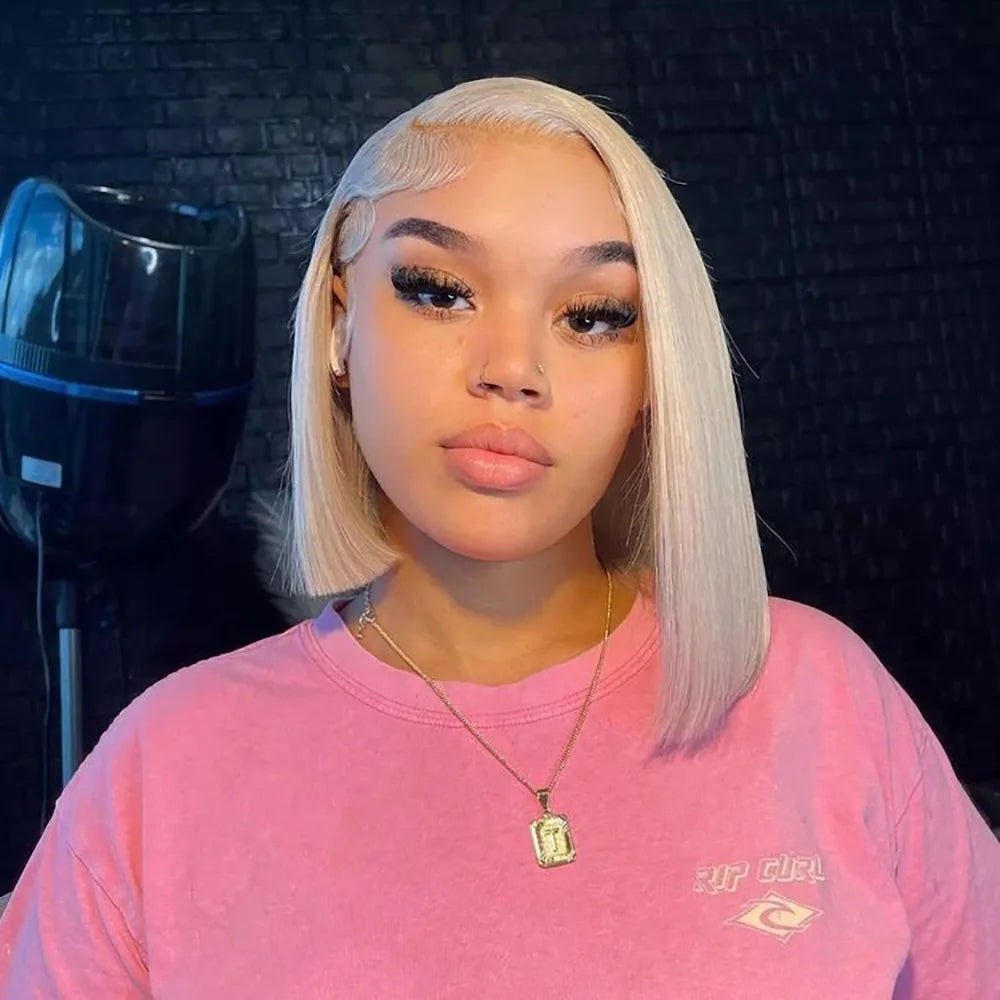 Blonde Straight Bob Lace Front Human Hair Wig