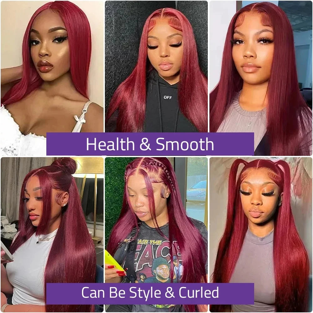 Burgundy HD Lace Front Human Hair Wig