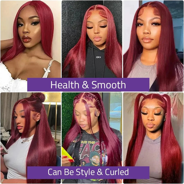 Burgundy HD Lace Front Human Hair Wig