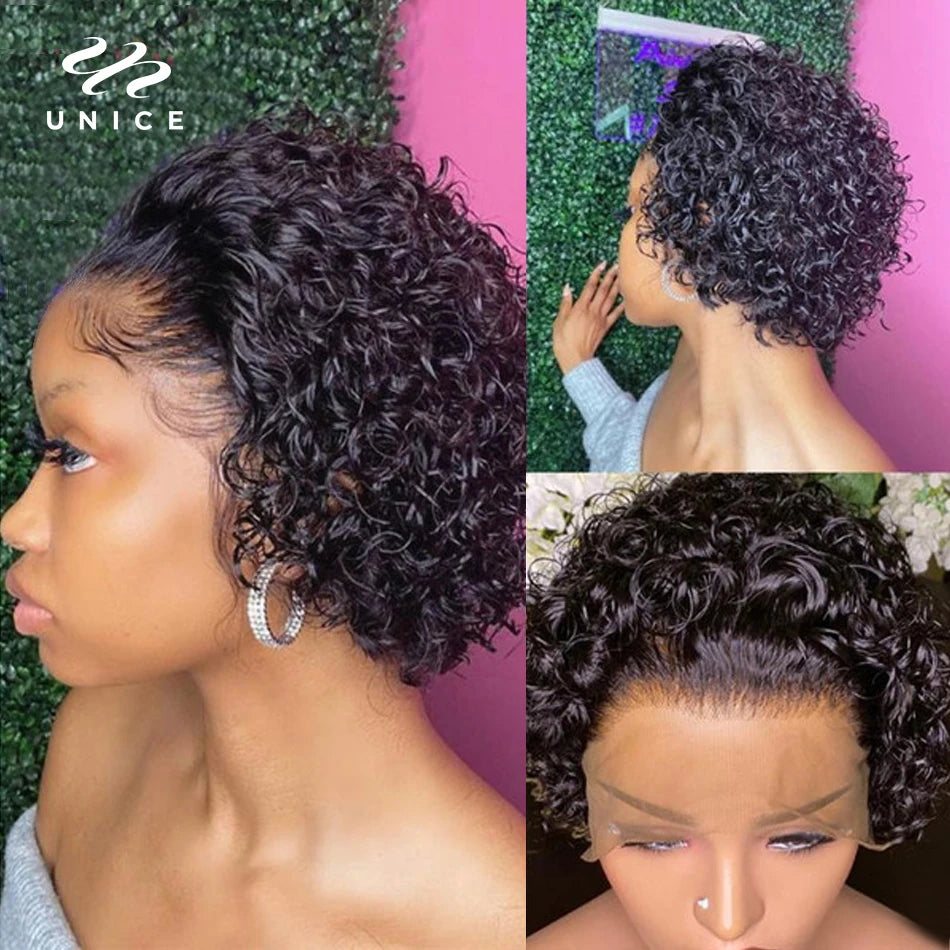 Short Curly Pixie Cut Lace Human Hair Wig
