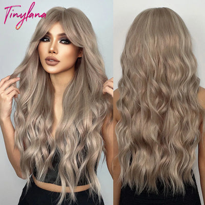 Long Curly Wine Burgundy Red Synthetic Wigs with Long Bangs for Women Afro Deep Wave Cosplay Party Natural Hair Heat Reisitant