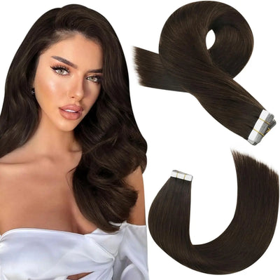 Moresoo Tape in Hair Extensions Balayage Remy Real Human Hair for Women Invisible Seamless PU Skin Weft Straight Hair Tape ins