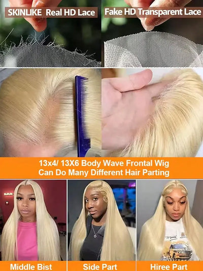 613# HD Lace Frontal Wig 13X4 HD Lace Straight Lace Front Wig Human Hair 30 40 Inches 200% Density Brazilian Hair Wigs For Women