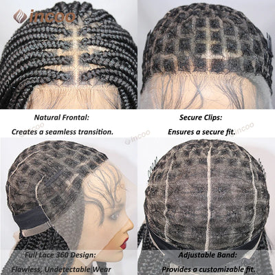 Synthetic Braided Wigs For Black Women Full Lace Wig Braid African Knotless Box Braids Hair Lace Front Wigs Cheap Cornrow Braids