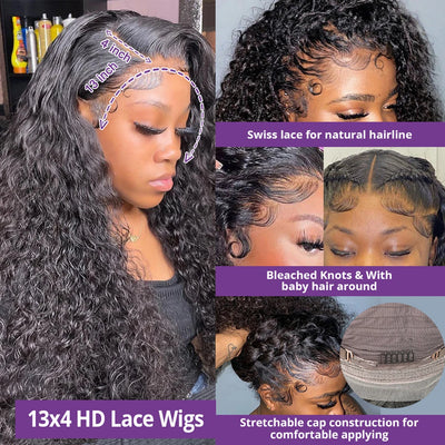40 Inch 13x6 Hd Lace Frontal Wig Curly Human Hair