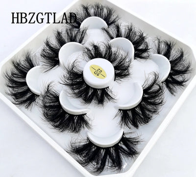 HBZGTLAD New 5 Pairs 25mm 3d Mink Lashes Faux Mink Lash Wispy Thick Natural Full Strip Lashes
