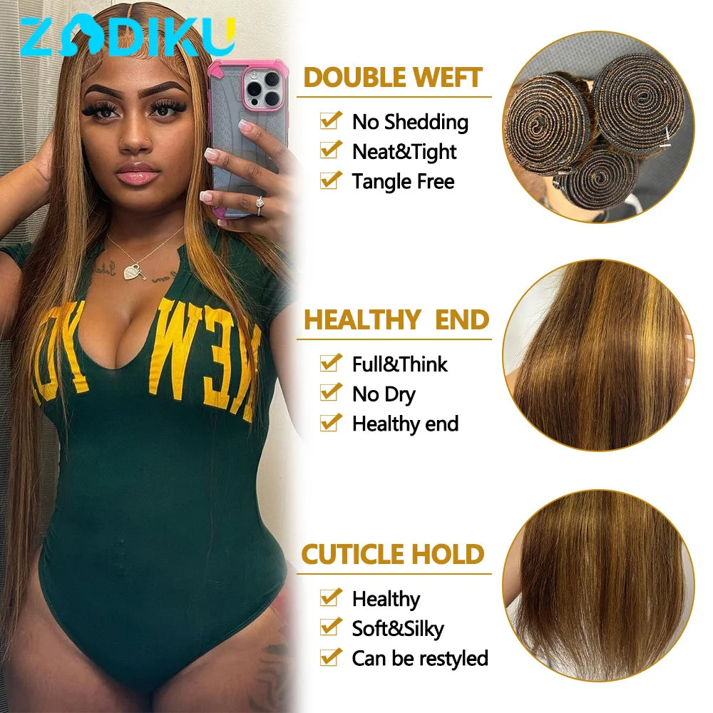 Highlight Straight Human Hair Bundles