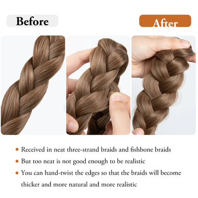 SARLA Synthetic Fishtail Braids Headband Hair With Adjustable Belt Plaited Hairband Bohemian Style Women Hairstyle Hairpieces