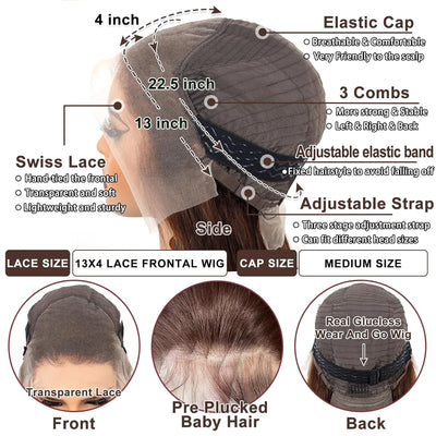180 200 250 Density Deep Wave Human Hair Wig for Women 4/27 Highlight 13x4 HD Lace Frontal Human Hair Wig 5x5 HD Lace Closure Wig