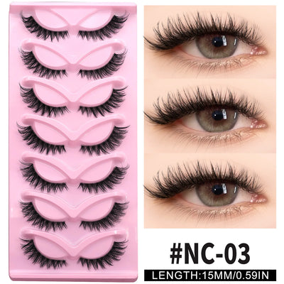VELTRINAY Cat Eye False Eyelashes Natural Voume Fake Eyelash Faux Mink Eye Lashes Clear Eyelash Band Fake Lashes Makeup
