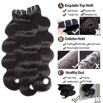 16A Body Wave Bundles 100% Human Hair Brazilian Remy Weave Raw Hair 22 24 26 28 30 Inch Unprocessed Double Weft Human Hair Bundles Extensions