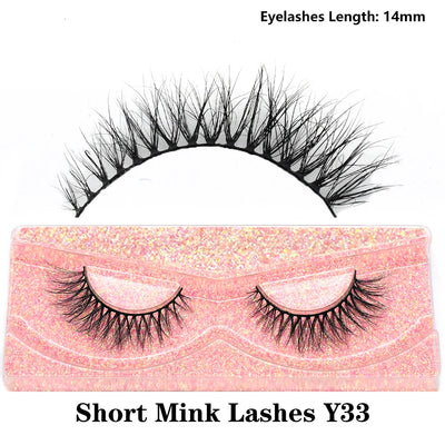 FOXESJI Real Mink Fluffy Short Eye Lashes Extension Wispy Soft Natural Short False Eyelashes Daily Wear Full Strip Lashes Makeup