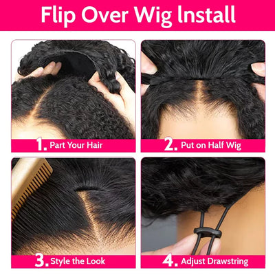 Burmese Curly Human Hair Wigs For Women Brazilian 4C Afro Kinky Culry 3 IN 1 Half Wig 100% Human Hair Wigs On Sale 300% Density