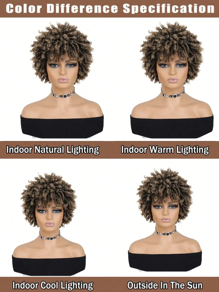 Short Afro Faux Locs Braided Wig