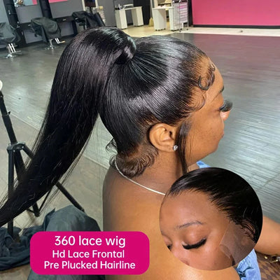 40 Inch 360 Full Lace Wig Bone Straight Human Hair Wigs 13x6 Transparent Lace Frontal Wig Human Hair Brazilian Pre Plucked Wig