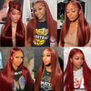 32 Inch Reddish Brown Bone Straight 13x4 Human Hair Lace Front Wig Colored Brazilian Transparent Lace Frontal Wig For Women
