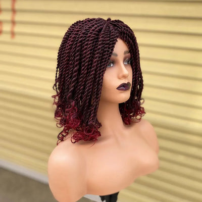 Box Braided Wigs For Black Women Crochet Hair 2 Twist Ombre Bug African Synthetic Short Bob Braiding Hair Wig Extensions Hair