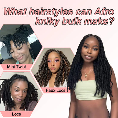 Snwprin 16 Inch Afro Kinky Bulk Natural Color 4C Human Hair For Braiding Brazilian Hair 100% Human Hair For Dreadlock Extensions